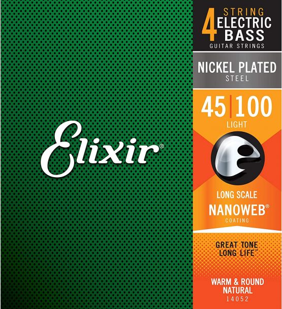Elixir 14052 Strings Nickel Plated Steel 4-String Bass Strings w NANOWEB Coating, Long Scale, Light (.045-.100) - Image 2