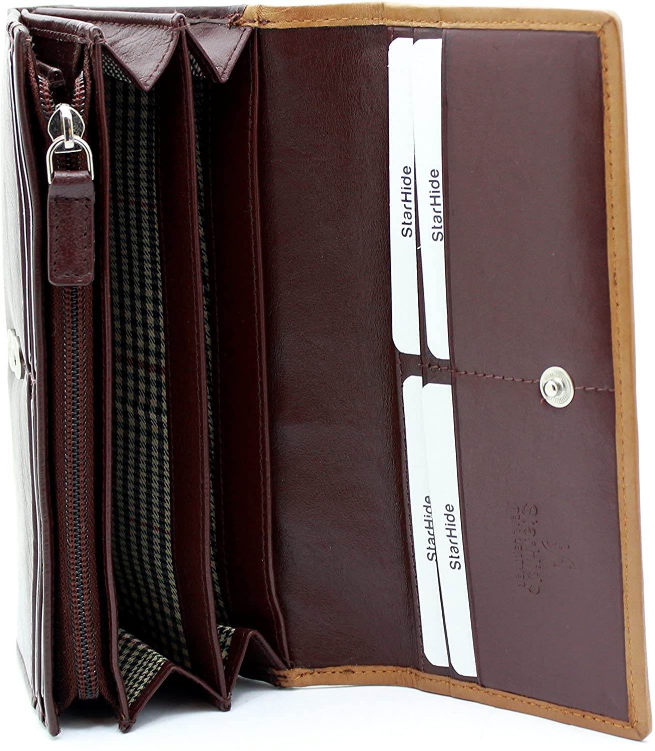 STARHIDE Womens RFID Blocking Soft Real Nappa Leather Long Flap Over Purse Multi Credit Card Holder 5505 - Image 3