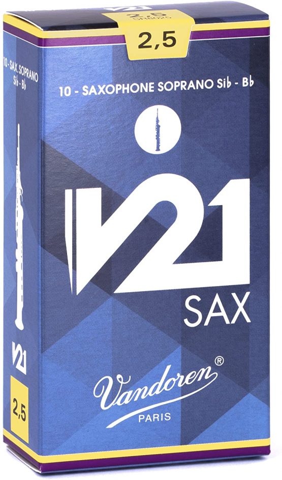 Vandoren SR8025 Strength 2.5 V21 Soprano Saxophone Reeds, 10-Piece