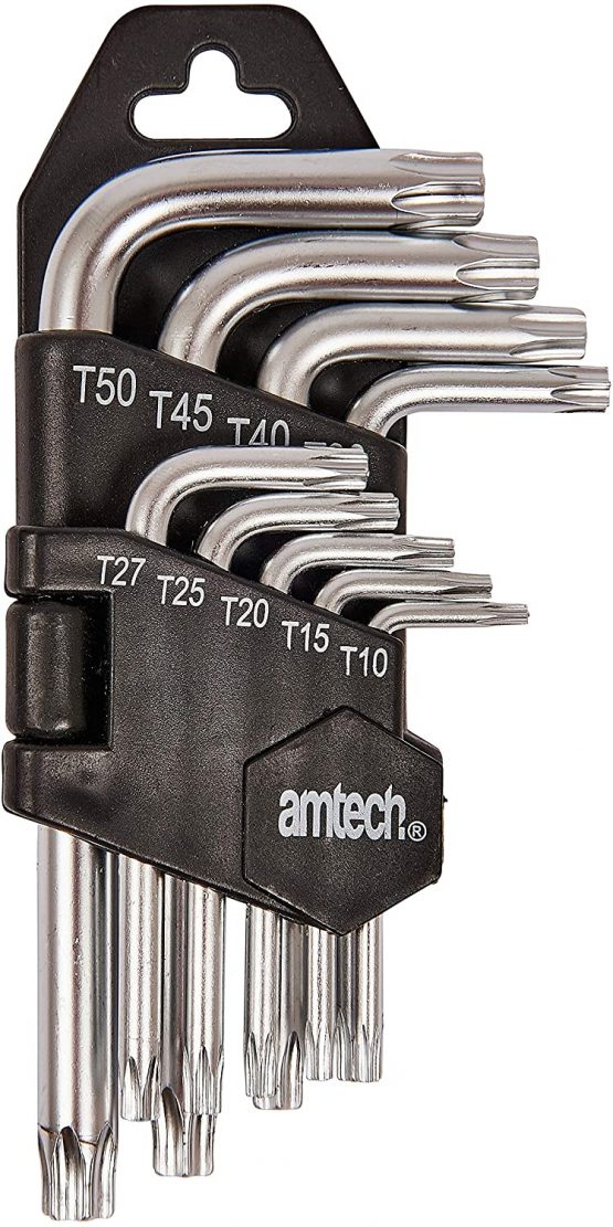 Amtech I9130 L-Key Satin Cv Torx Key, 9-Piece