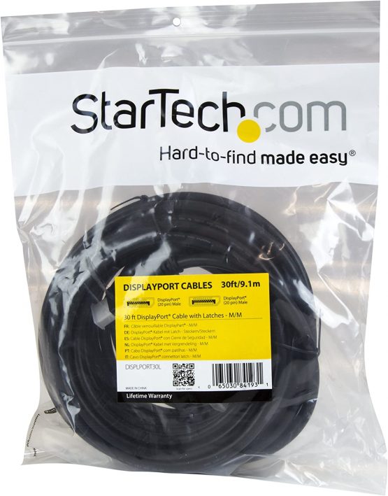 StarTech 30 ft DisplayPort Cable with Latches - 2560 × 1600 - DPCP & HDCP - Male to Male DP Video Monitor Cable (DISPLPORT30L) - Image 3