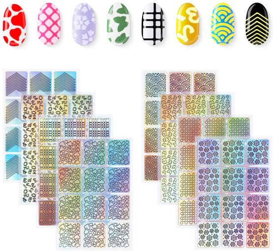 288 Pieces Nail Vinyl Stencils Nail Art Decoration Stickers Set Nail Art Design Stickers Tips Decals, 24 Sheets - Image 2