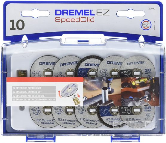 Dremel 690 EZ SpeedClic Cutting Wheels Set - Accessory Kit with 10 Rotary Tool Cutting Discs and Mandrel