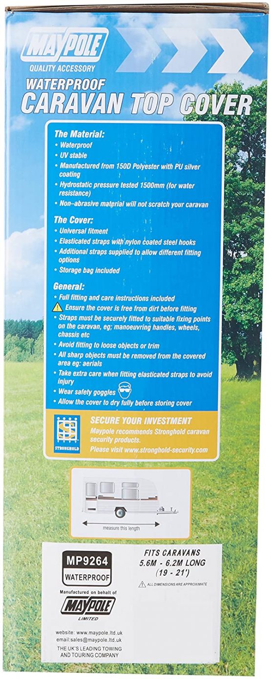 Maypole 9264 Caravan Top Cover Fits 5.6 - 6.2 m/ 19 - 21 ft - Image 2