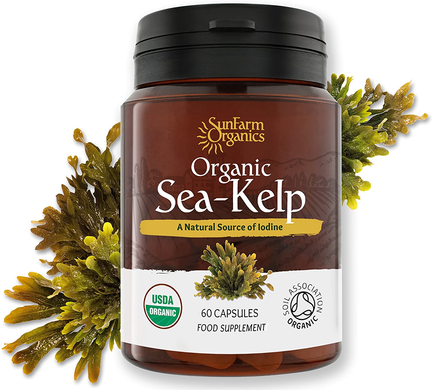 Certified Organic Iodine from 500mg Sea Kelp Giving 385mcg Iodine per Capsule 256% RDA Contributes to Normal Thyroid Function - Image 3
