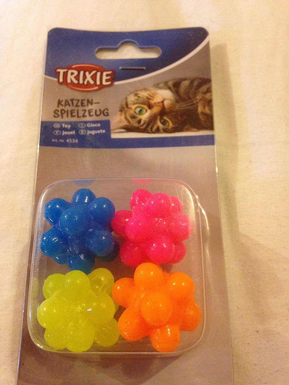 TRIXIE Rubber Nub Balls, Diameter 3.5 cm, Pack of 4, Pack of 1, multicoloured, 1 Stück (1er Pack)