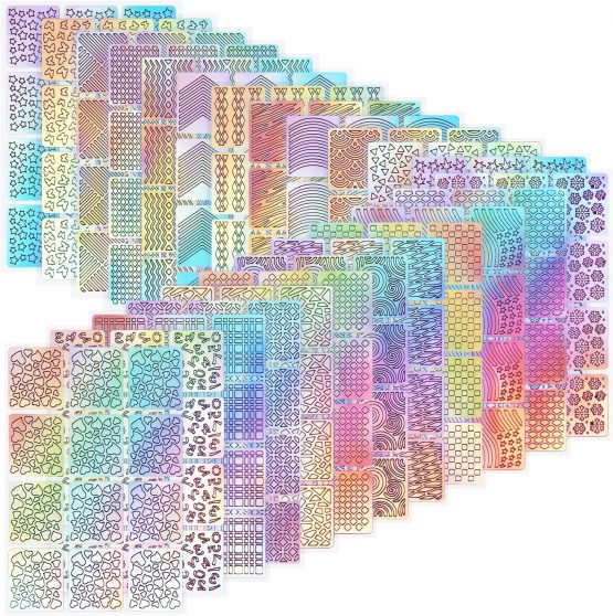 288 Pieces Nail Vinyl Stencils Nail Art Decoration Stickers Set Nail Art Design Stickers Tips Decals, 24 Sheets