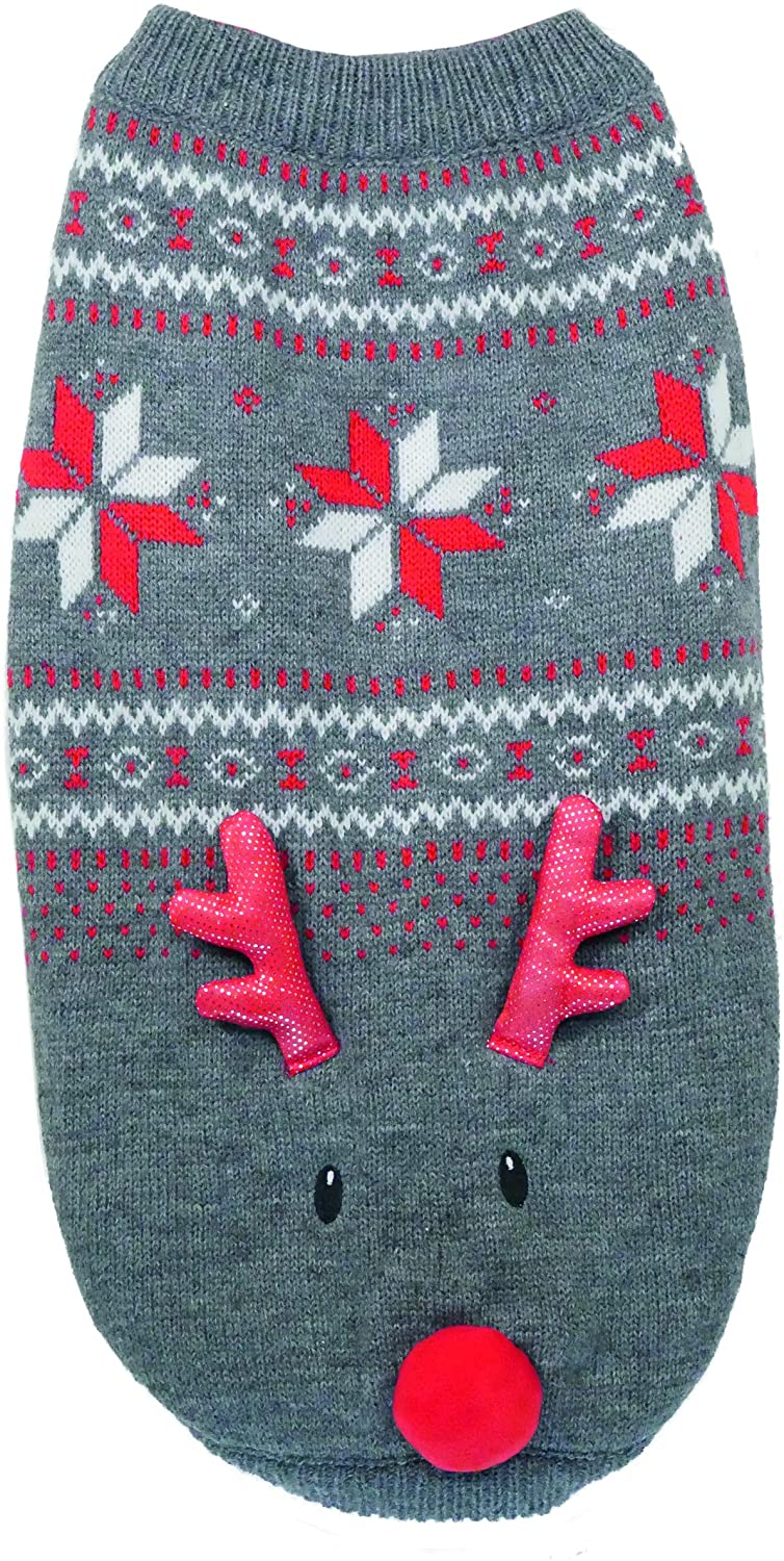 Rosewood Christmas Cupid Light Up Jumper for Dogs Small, grey