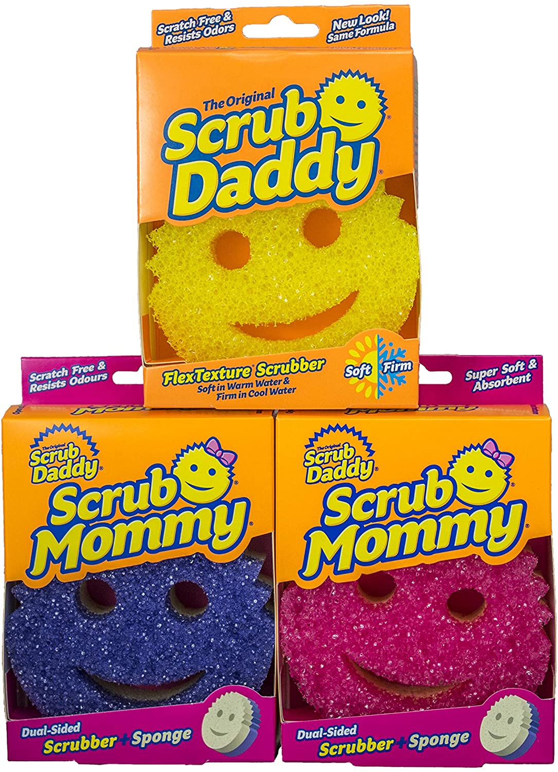 3 Pack Scrub Mommy Dual-Side Scratch Free Scrubber Sponges New