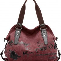 Chikencall Women Ladies Bags Casual Vintage Hobo Canvas Mulit-Pocket Daily Purse Messenger Top Handle Shoulder Large Tote Shopper Handbag Shopping Graffiti European Style Bags