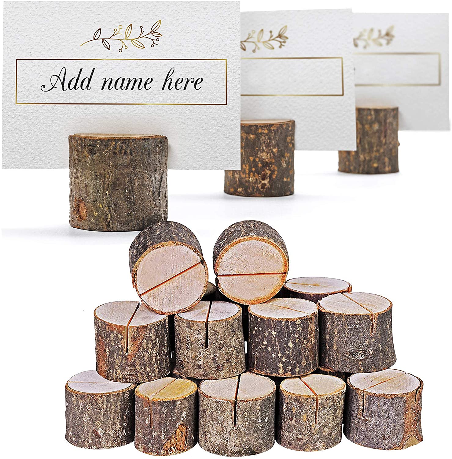 THE TWIDDLERS 50 Pine Wood Rustic Table Place Card Name Holders for Weddings & Events