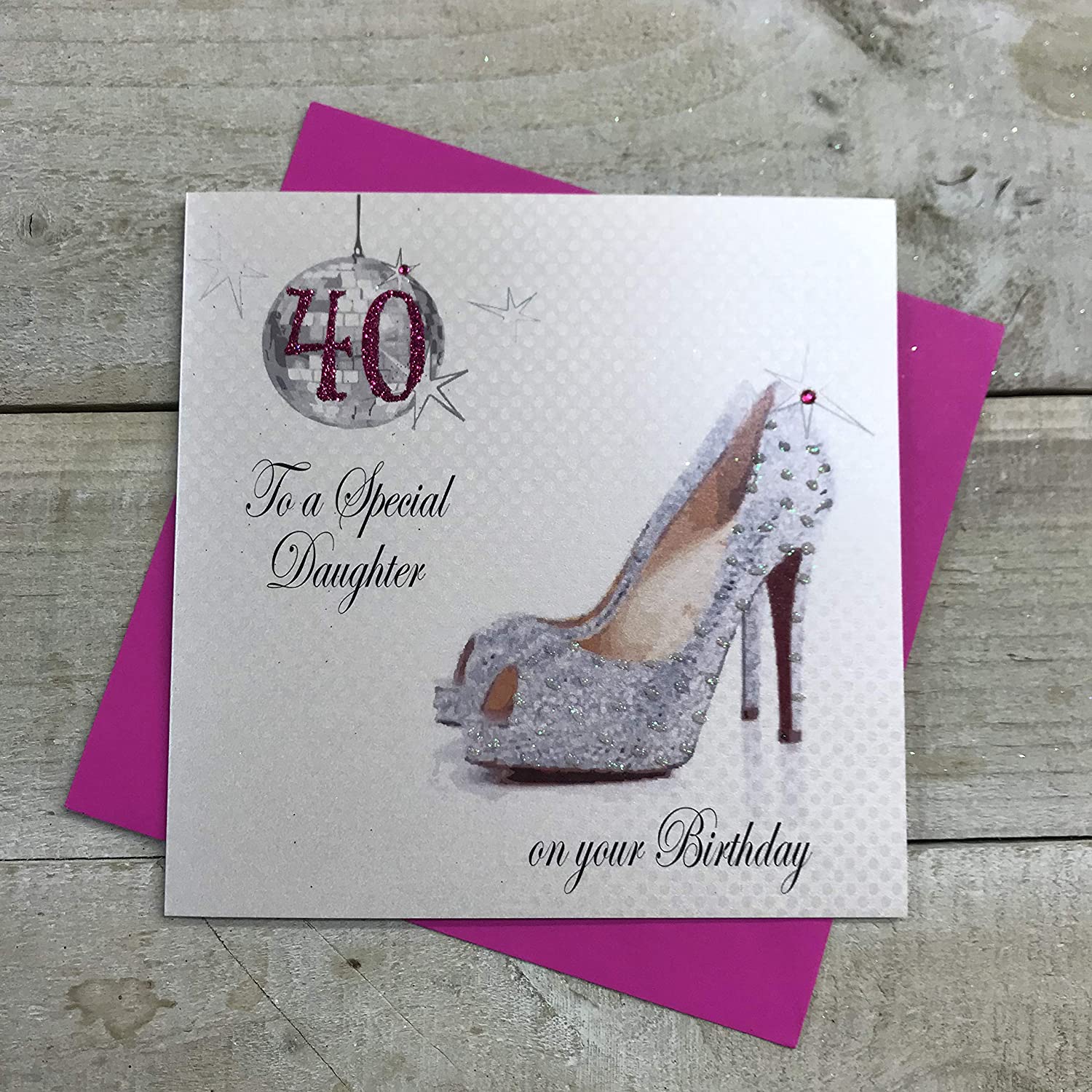 White Cotton Cards "To a Special Daughter On Your 40th Birthday Handmade Card, White, PD40D, 16cm x 16cm