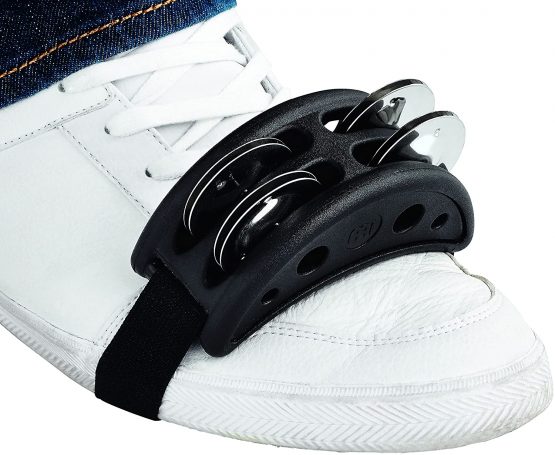 Meinl Percussion CFJS2S-BK Foot Tambourine with Steel Jingles and MDF (Medium Density Fibreboard) Frame, Black