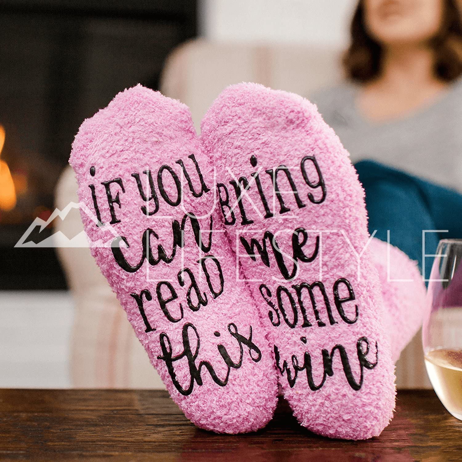LUXE LIFESTYLE Gifts for Her - Funny “If You Can Read This Bring Me Some Wine!” Cupcake Socks - Birthday Gifts for Women - Image 2