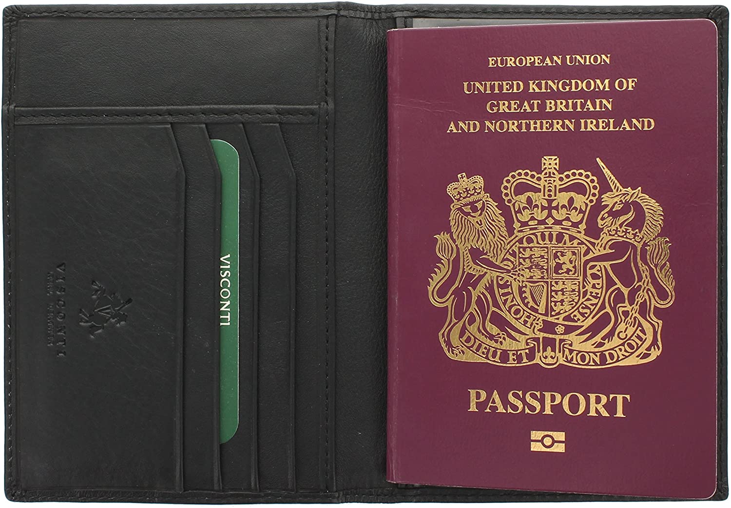 VISCONTI Polo Collection Leather Passport Holder RFID Blocking 2201 Black