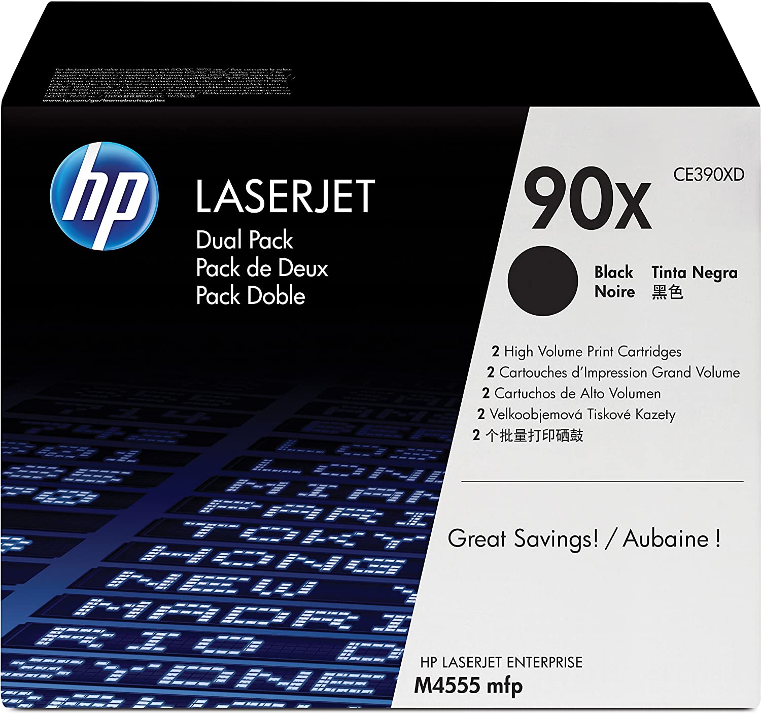 HP CE390XD 90X High Yield Original LaserJet Toner Cartridges, Black, Multipack, Dual Pack (High Yield)