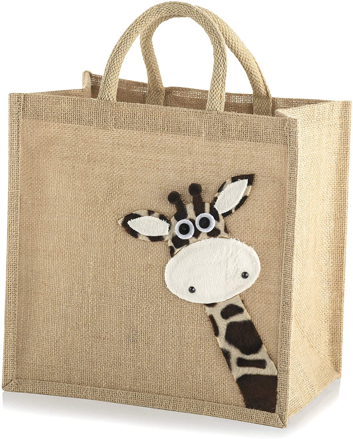 Yellowboots Jute Hessian Shopping Bag - Giraffe (Medium 30 x 30 x 20 cm)