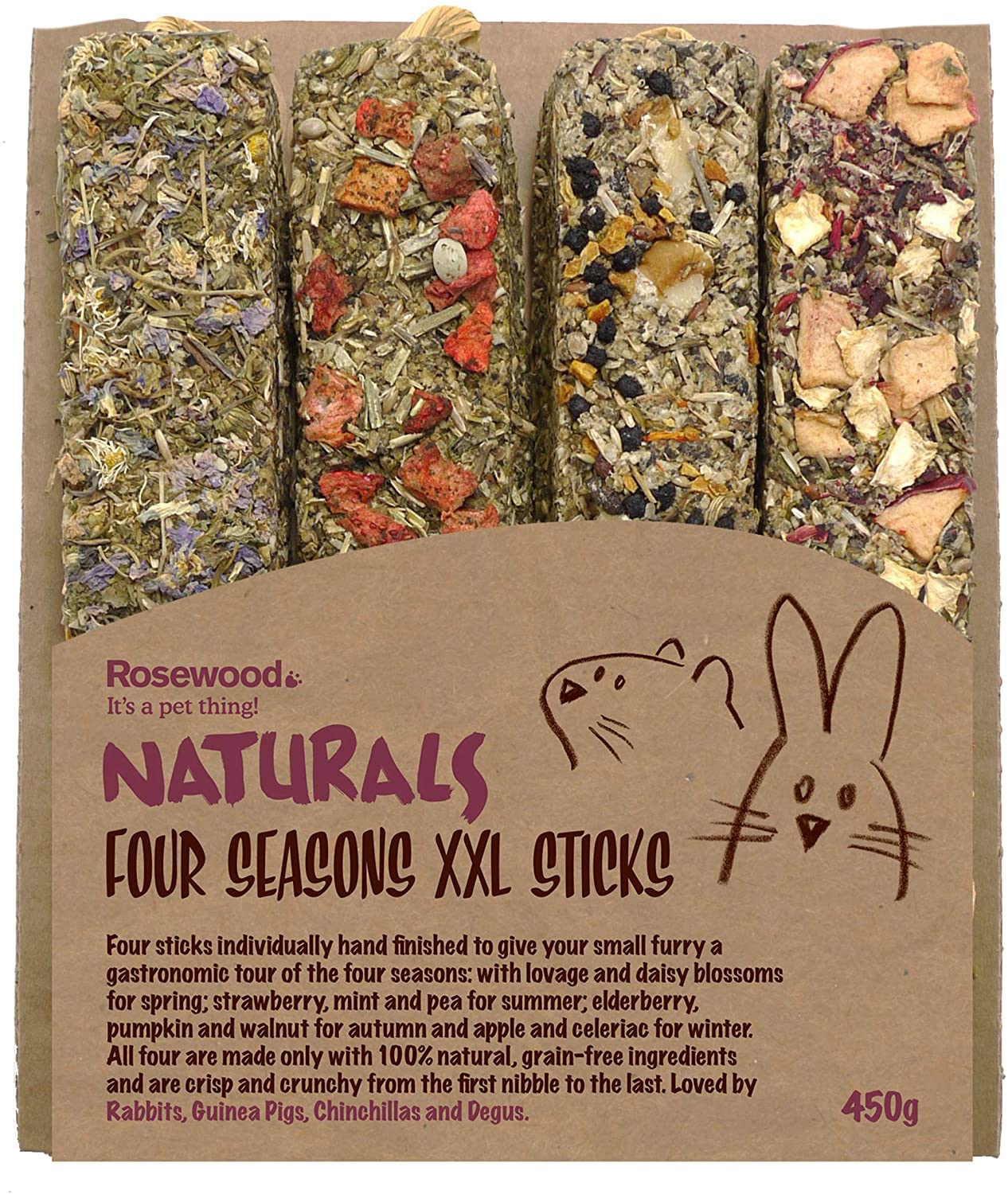 Rosewood Naturals Four Seasons XXL Sticks, Vegetable & Herb Small Animal Treats