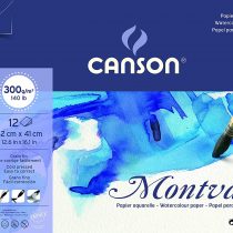 Canson Spiral-Bound Notepad AQ Montval Fine Watercolour 300 g/m² 12 Sheets per Pad Spiral on Short Side White 32 x 41 cm White