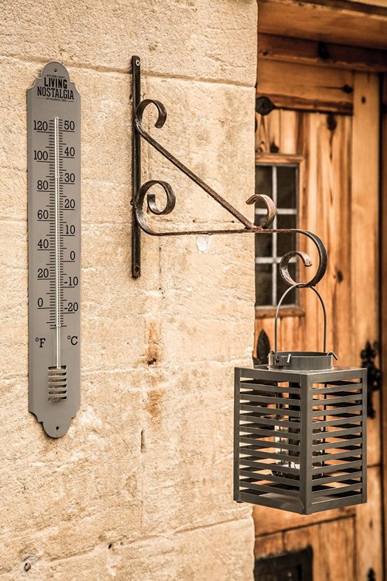 Living Nostalgia 50 cm Outdoor Metal Wall Thermometer, Grey - Image 2