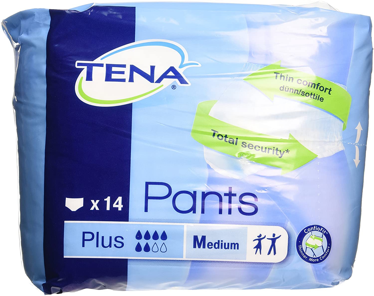 Tena Pants Plus Classic - Medium (80-110cm) Pack of 14, White