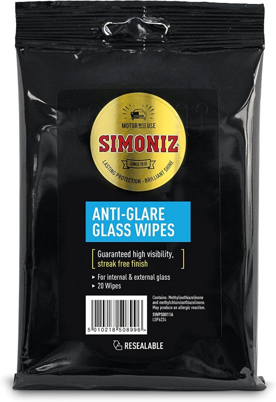 Simoniz SWPS0011A Anti Glare Glass Wipes 20pk