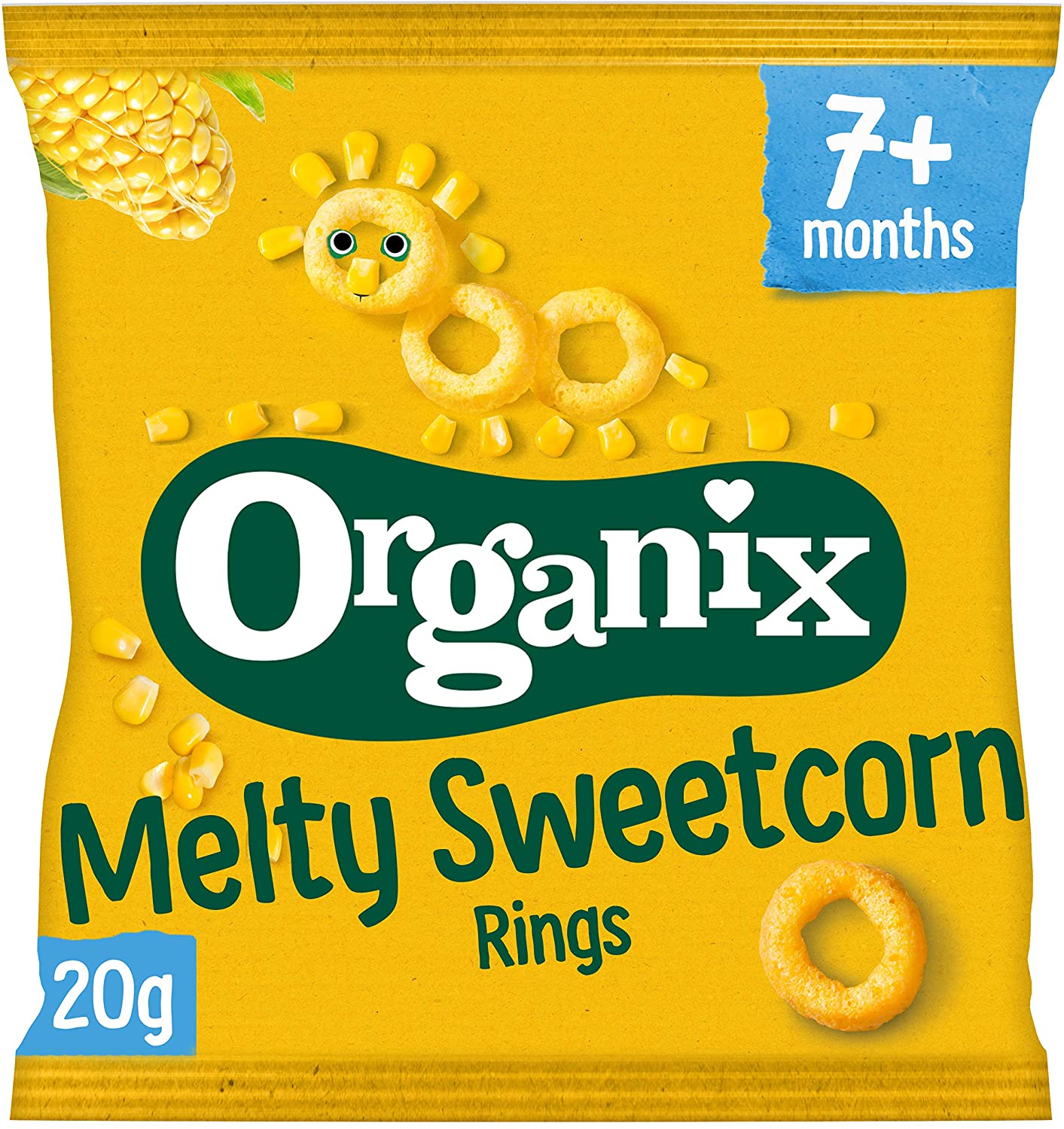 Organix Melty Sweetcorn Rings, Organic Baby Snack, Finger Food, 6+ Months, 20 g (Pack of 8)