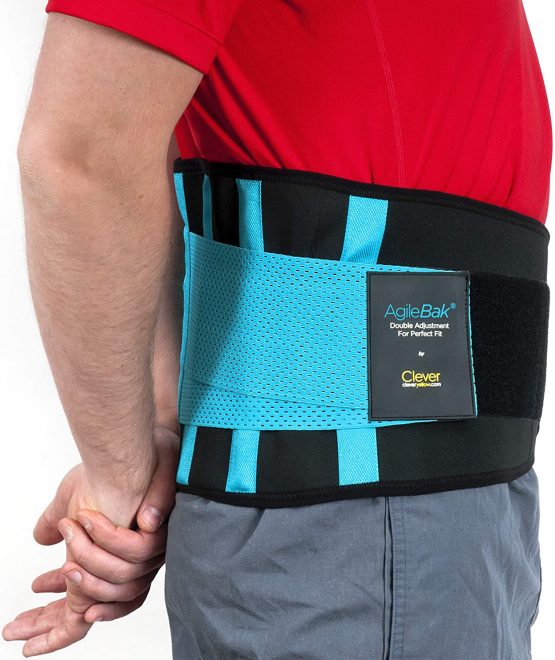 Clever Yellow Back Support Belt, Lower Back Brace - the Only Certified Medical-Grade Belt for Pain Relief and Injury Prevention, AgileBak Black and Blue L