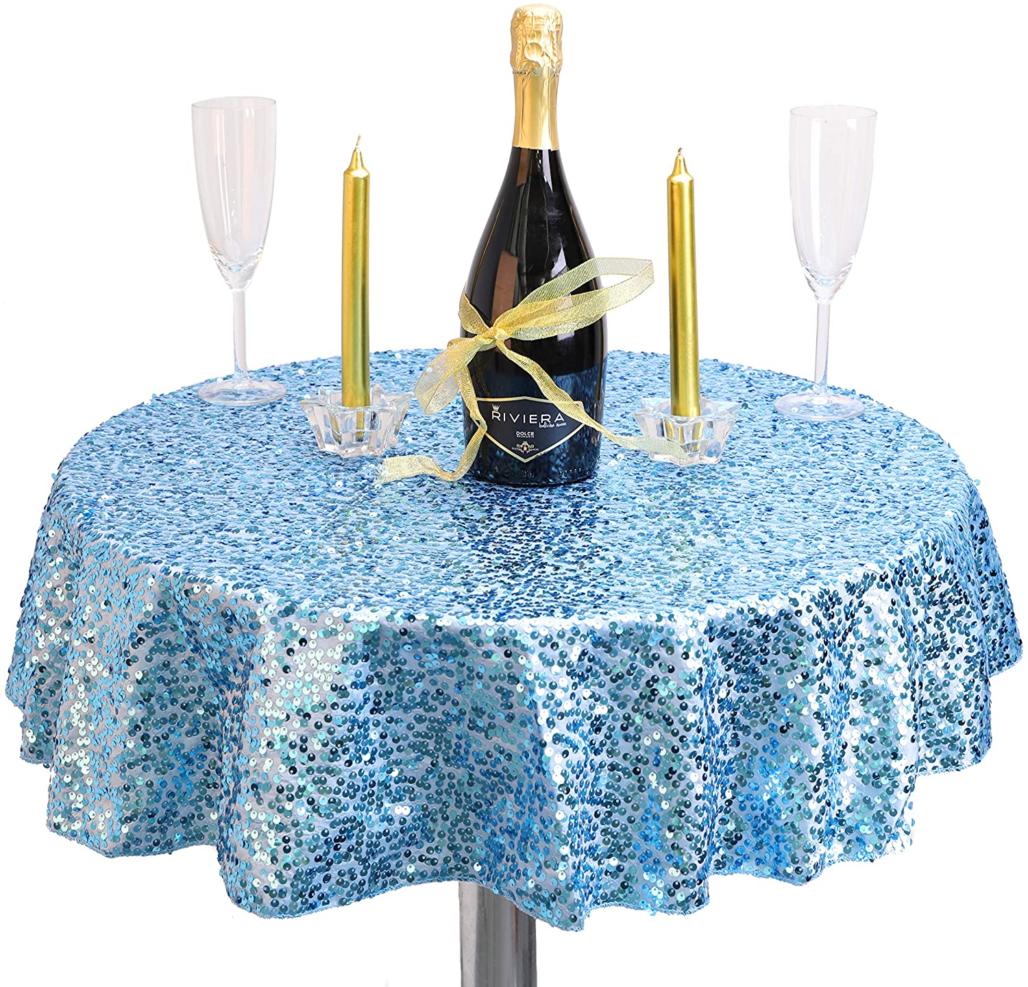 Christmas Concepts® Baby Blue Sequin Round Table Cloth, 90cm (36"), Baby Showers, Christenings, 1st Birthday Parties - Image 2