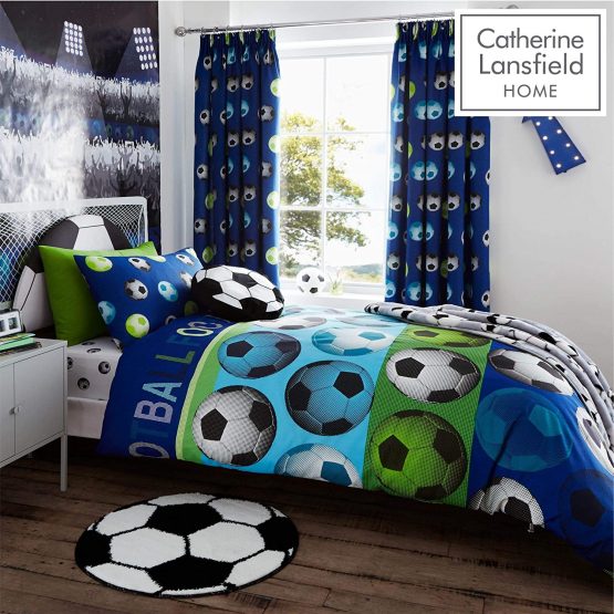 Catherine Lansfield Football Easy Care Single Duvet Set Blue