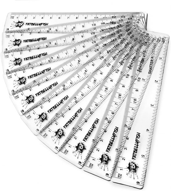 Fat Belly Fish - 6 Inch / 15cm Transparent Rulers - Shatter Resistant - Pack of 12 - Clear