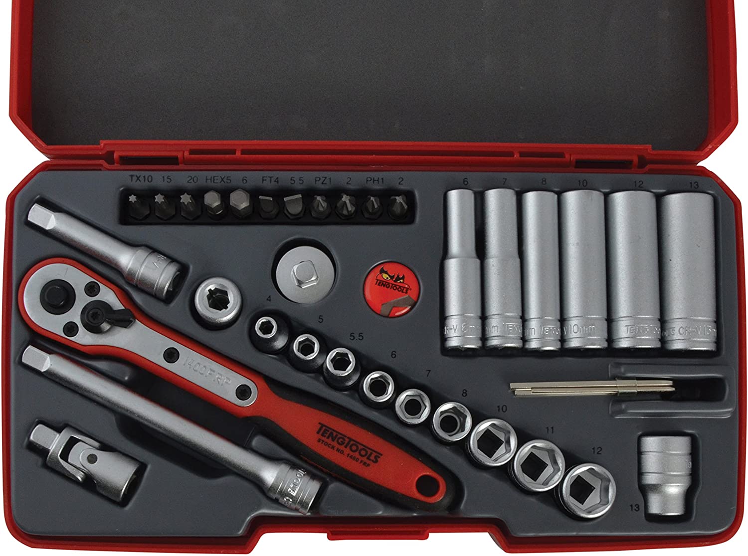 Teng T1436 1/4-inch Socket Set Metric Drive (36 Pieces), Silber, Variety Pack - Image 3