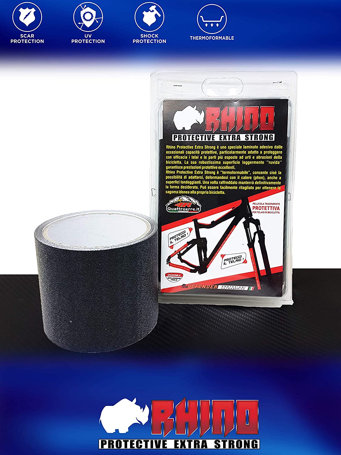 Adhesive Film Rhino Roll for Bike Frame Protection Unisex Adult Black, 8 x 300 cm