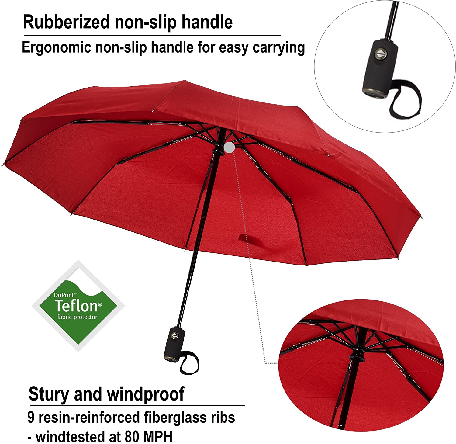 VAN BEEKEN Umbrella Windproof for Men and Women with Teflon Coating and ...