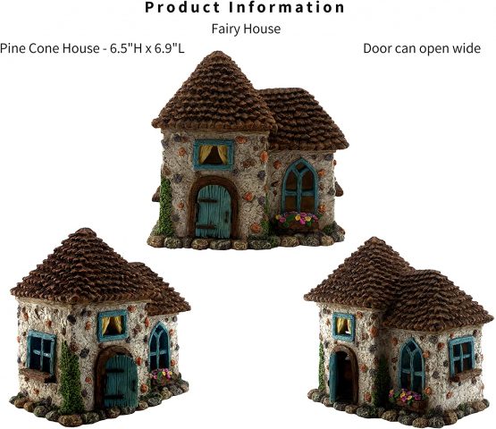 PRETMANNS Fairy Garden Accessories – House Kit with Miniature Fairies & Welcome Sign – Fairy House is 15 cm High & Door Can Open – 4 Pieces - Image 2