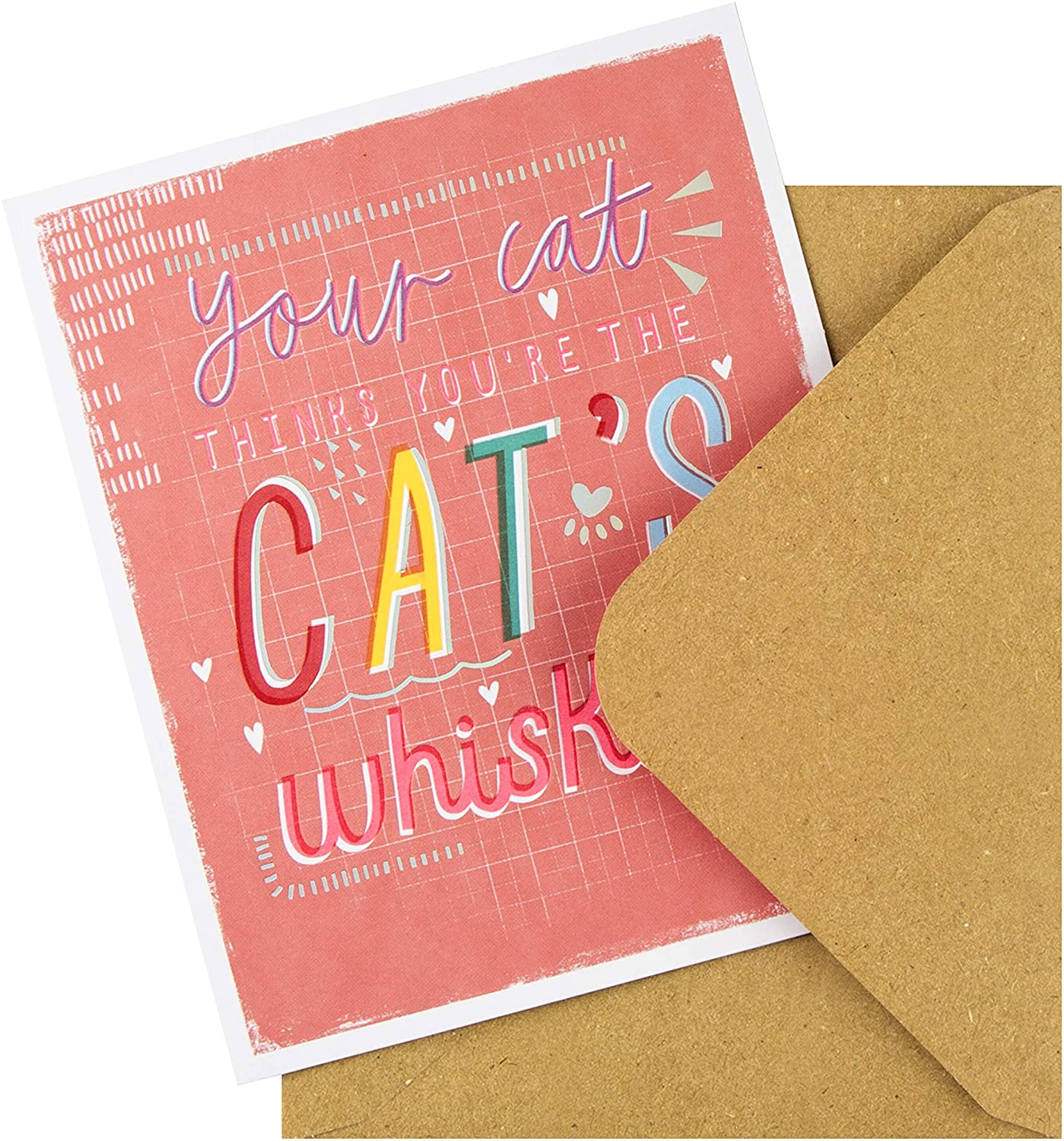 Hallmark Valentines Day Card from the Cat, Valentines Day Card, Fun Pink Message Design, Pink, Multicoloured, 16.2cm by 13.5cm - Image 2