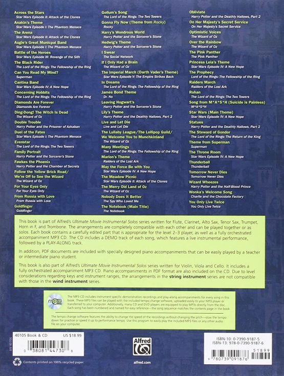 Ultimate Movie Instrumental Solos: Flute (Book & CD) - Image 2