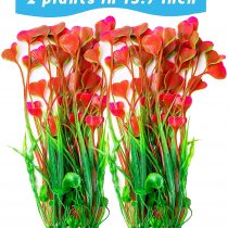 BEGONDIS 2 Pcs Artificial Water Plants, Fish Tank Aquarium Decorations, Made of Soft Plastic, Safe for All Fish & Pets (Large Plant - Red)
