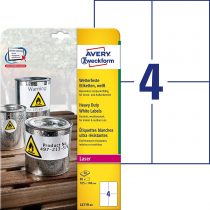 Avery Zweckform Protection & Security Labels 105 x 148 mm Weatherproof Film 20 Blatt White