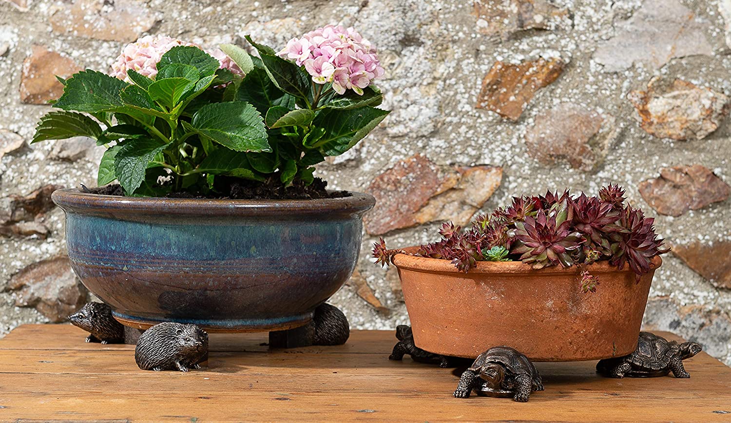 Potty Feet Hedgehog Figures Plant Pot Feet - Planter Support - Handmade Decorative Ornaments - 3pcs, Bronze - Image 3