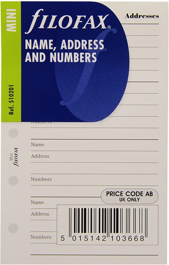Filofax Mini Name/ Address/ Telephone Number 510201