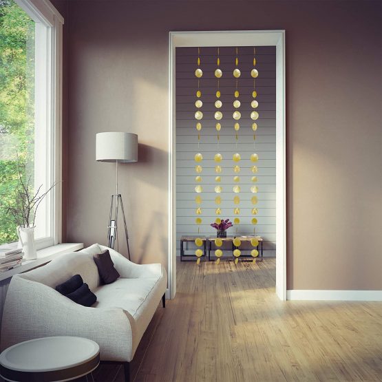 Relaxdays Capiz Garland Set of 4 for Door, Balcony or Window, Seashell Curtain, 180 cm Long, Flower, Lobster, Yellow - Image 2