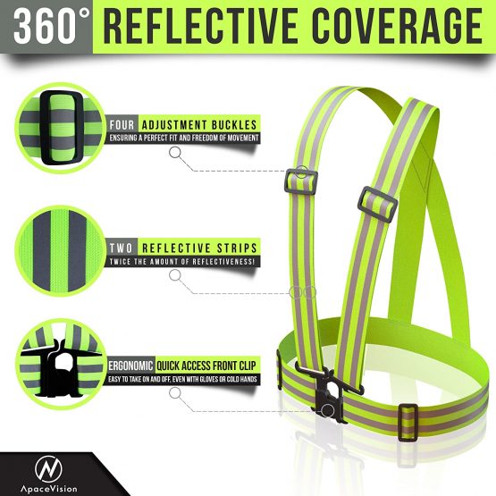 Reflective Vest (2 Pack) | Lightweight, Adjustable & Elastic | Safety & High Visibility for Running, Jogging, Walking, Cycling | Fits over Outdoor Clothing - Motorcycle Jacket/Running Gear/Shirt - Image 4