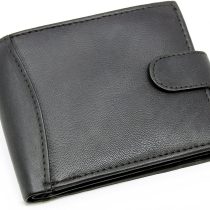 Men's RFID Passcase Trifold Rela Leather Wallet Multi Card Slots With Zip Coin Pocket Pouch 304 (Black)