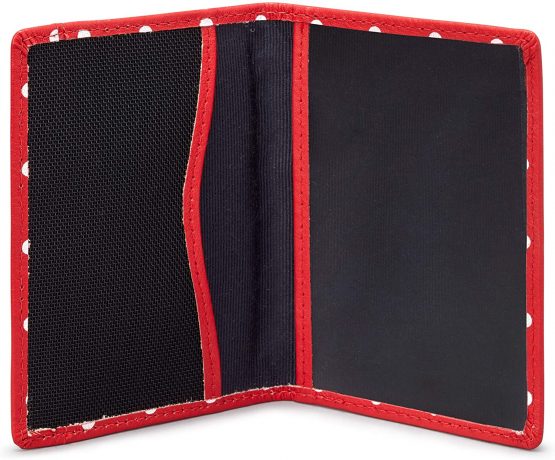 Polka Dot Leather Oyster Card Holder/Travel Pass Holder by 1642 (Red) - Image 2