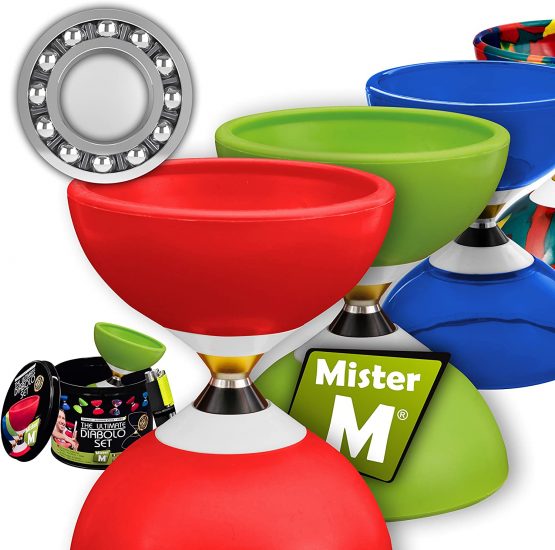 ✓ The Ultimate Bearing Diabolo Set ✓ Triple Bearing Juggling Diabolo ✓ Collapsable Sticks ✓ Online Video ✓ Tin Gift Can