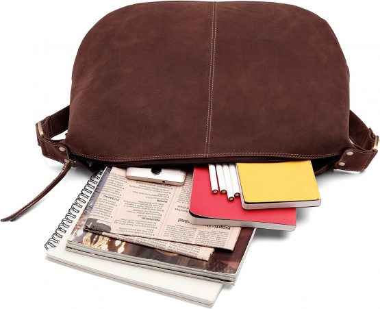 J Wilson London Messenger Bag Women Leather Flapover 5 Litre (Distressed Reddish Brown) - Image 4