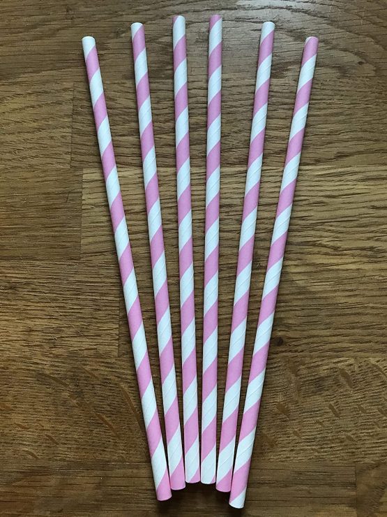 Paper Straws Drinking 100 Striped Biodegradable Boxed Straws for Childrens Parties Weddings (Baby Pink) - Image 4