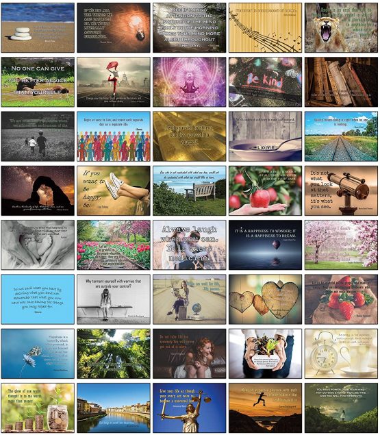 Inspirational Mindfulness Postcard Set of 40 Postcards. 40 Different Motivational and Mindful Quotes (40)