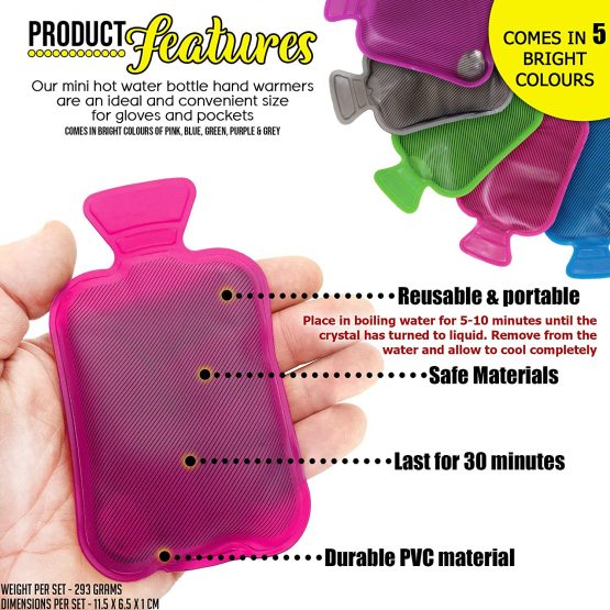 Bramble - 5 Mini Snap or Twist Hot Water Bottle Hand Warmers - Reusable - Image 2